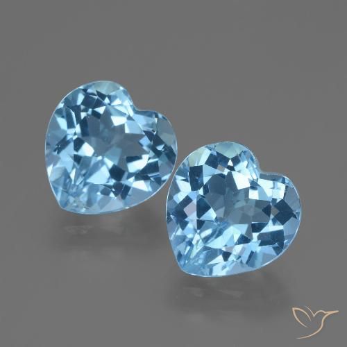 6.36 ct Loose Swiss Blue Topaz, 9.2 x 9.1 mm Heart Cut From Brazil, Photo A