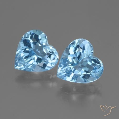 5.78 ct Loose Swiss Blue Topaz, 8.9 x 8.8 mm Heart Cut From Brazil, Photo A