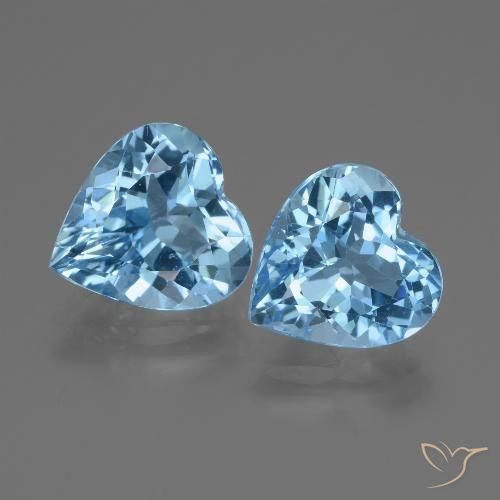 5.84 ct Loose Swiss Blue Topaz, 8.9 x 8.8 mm Heart Cut From Brazil, Photo A