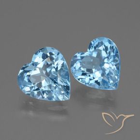 5.84 ctw Blue Topaz Stones, Natural Topaz in Heart Facet Shape for Sale