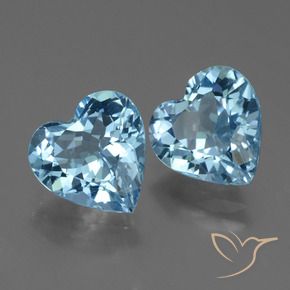 5.97 ctw Blue Topaz Stones, Natural Topaz in Heart Facet Shape for Sale