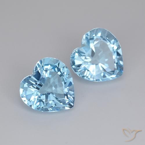 6.37 ctw Blue Topaz Stones, Natural Topaz in Heart Facet Shape for Sale