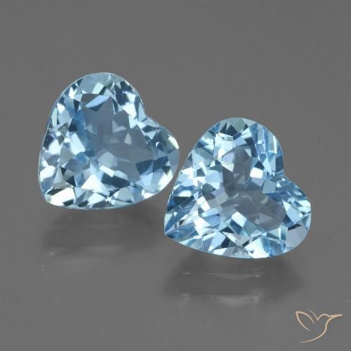 5.14 ct Loose Sky Blue Topaz, 8.8 x 8.8 mm Heart Cut From Brazil, Photo A