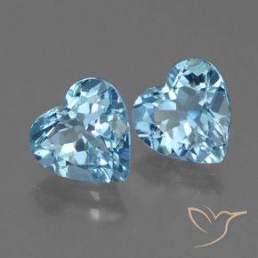 5.80 ctw Blue Topaz Stones, Natural Topaz in Heart Facet Shape for Sale