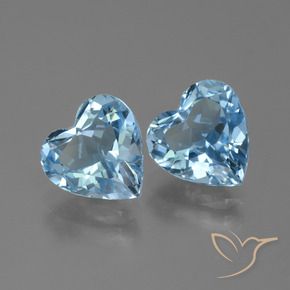 6.30 ctw Blue Topaz Stones, Natural Topaz in Heart Facet Shape for Sale