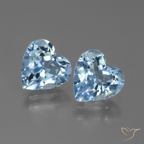 5.73 ct Sky Blue Topaz, 9 x 9 mm Heart Cut From Brazil, Photo A