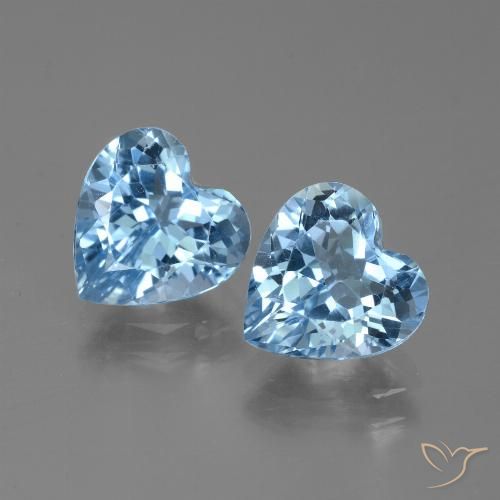 6 ct Loose Swiss Blue Topaz, 9.1 x 9 mm Heart Cut From Brazil, Photo A