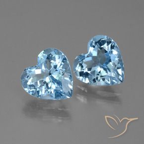 6.00 ctw Blue Topaz Stones, Natural Topaz in Heart Facet Shape for Sale