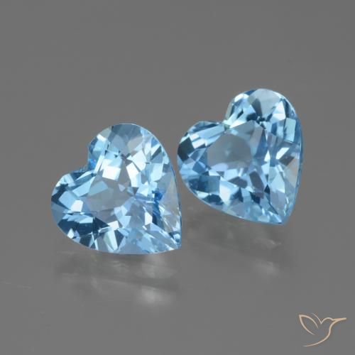5.27 ctw Blue Topaz Stones, Natural Topaz in Heart Facet Shape for Sale