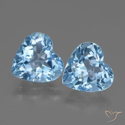 5.86 ct Loose Sky Blue Topaz, 8.8 x 9.1 mm Heart Cut From Brazil, Photo A