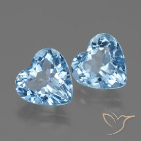 5.86 ctw Blue Topaz Stones, Natural Topaz in Heart Facet Shape for Sale