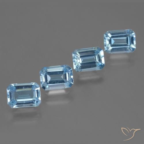 4.98 ctw Blue Topaz Stones, Natural Topaz in Octagon Step Cut Shape for Sale