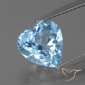 2.83 ct Blue Topaz Stone, Natural Topaz in Heart Facet Shape for Sale