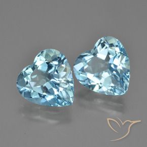 8.36 ctw Blue Topaz Stones, Natural Topaz in Heart Facet Shape for Sale