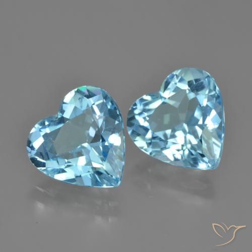 7.89 ctw Blue Topaz Stones, Natural Topaz in Heart Facet Shape for Sale