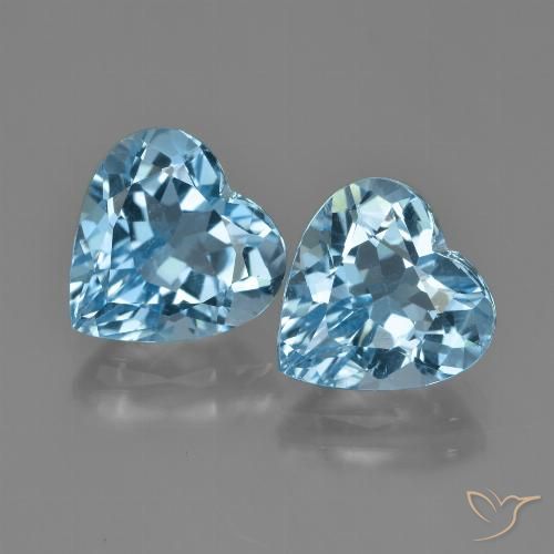 8.48 ct Swiss Blue Topaz, 9.9 x 9.9 mm Heart Cut From Brazil, Photo A