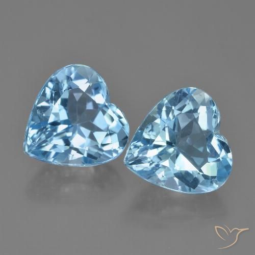 8.61 ct Sky Blue Topaz, 10.1 x 10.1 mm Heart Cut From Brazil, Photo A