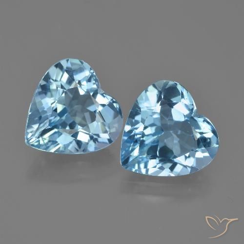 7.83ctw Natural Sky Blue Topaz, Heart, VVS-VS