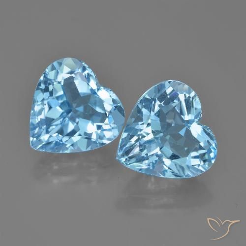 8.45 ct Loose Sky Blue Topaz, 10.1 x 10.2 mm Heart Cut From Brazil, Photo A