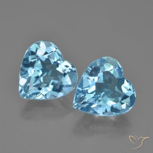 8.42 ct Swiss Blue Topaz, 10.2 x 9.9 mm Heart Cut From Brazil, Photo A