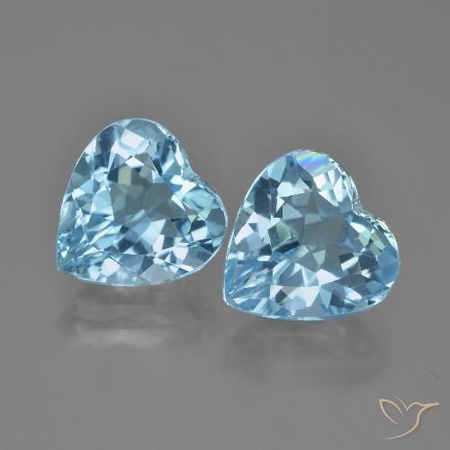 8.55 ct Loose Swiss Blue Topaz, 10.1 x 10.2 mm Heart Cut From Brazil, Photo A