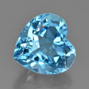 9.76 ct Blue Topaz Gemstone, Topaz Gem in Heart Facet Shape for Sale.