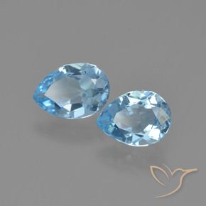 1.63 ctw Blue Topaz Stones, Natural Topaz in Pear Facet Shape for Sale