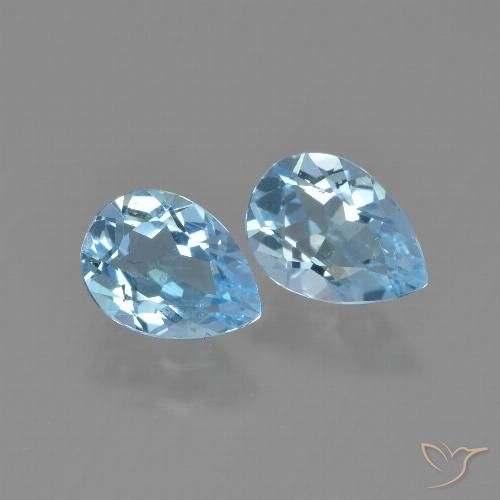1.7 ct Sky Blue Topaz, 6.9 x 5.1 mm Pear Cut From Brazil, Photo A