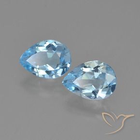 1.70 ctw Blue Topaz Stones, Natural Topaz in Pear Facet Shape for Sale