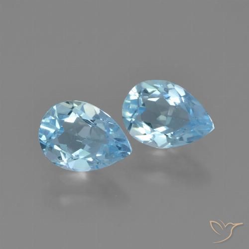 1.55 ct Loose Sky Blue Topaz, 6.9 x 5.1 mm Pear Cut From Brazil, Photo A