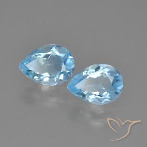 1.55 ctw Blue Topaz Stones, Natural Topaz in Pear Facet Shape for Sale