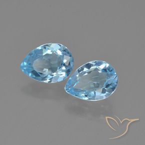1.71 ctw Blue Topaz Stones, Natural Topaz in Pear Facet Shape for Sale