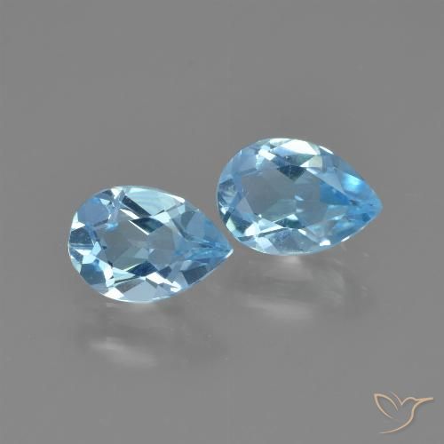 1.52 ct Sky Blue Topaz, 6.9 x 4.9 mm Pear Cut From Brazil, Photo A