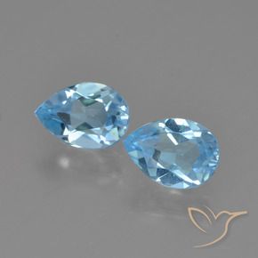 1.52 ctw Blue Topaz Stones, Natural Topaz in Pear Facet Shape for Sale