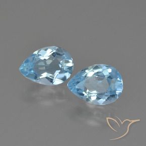 1.62 ctw Blue Topaz Stones, Natural Topaz in Pear Facet Shape for Sale