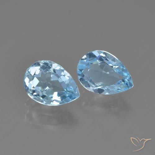 1.85 ct Loose Sky Blue Topaz, 7.2 x 5.2 mm Pear Cut From Brazil, Photo A