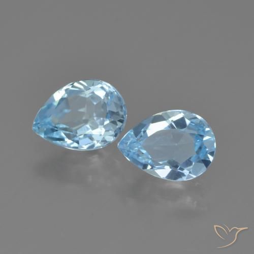 1.85 ctw Blue Topaz Stones, Natural Topaz in Pear Facet Shape for Sale
