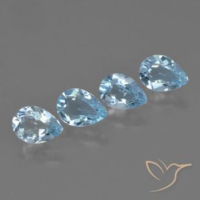 3.24 ctw Blue Topaz Stones, Natural Topaz in Pear Facet Shape for Sale