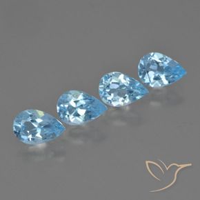 2.89 ctw Blue Topaz Stones, Natural Topaz in Pear Facet Shape for Sale