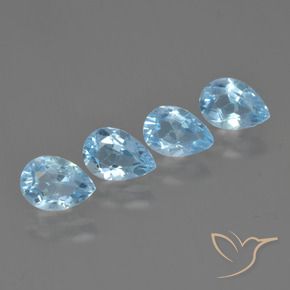 3.30 ctw Blue Topaz Stones, Natural Topaz in Pear Facet Shape for Sale