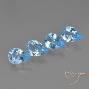 2.71 ctw Blue Topaz Stones, Natural Topaz in Pear Facet Shape for Sale