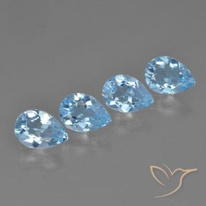 3.11 ctw Blue Topaz Stones, Natural Topaz in Pear Facet Shape for Sale