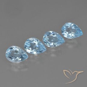 3.32 ctw Blue Topaz Stones, Natural Topaz in Pear Facet Shape for Sale