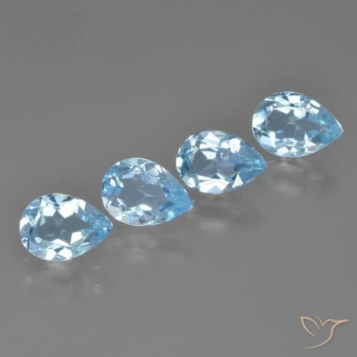 3.18 ctw Blue Topaz Stones, Natural Topaz in Pear Facet Shape for Sale