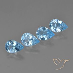 2.75 ctw Blue Topaz Stones, Natural Topaz in Pear Facet Shape for Sale