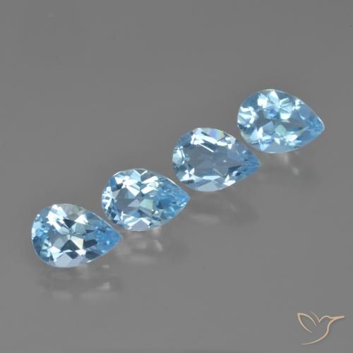 3.33 ctw Blue Topaz Stones, Natural Topaz in Pear Facet Shape for Sale