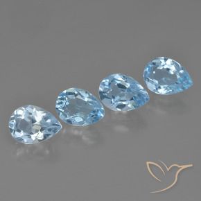 3.39 ctw Blue Topaz Stones, Natural Topaz in Pear Facet Shape for Sale
