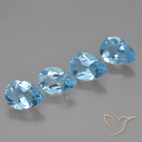 2.93 ctw Blue Topaz Stones, Natural Topaz in Pear Facet Shape for Sale