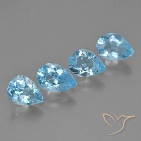 3.30 ctw Blue Topaz Stones, Natural Topaz in Pear Facet Shape for Sale