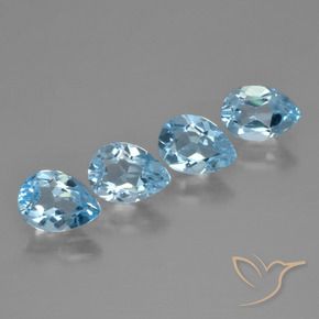 3.29 ctw Blue Topaz Stones, Natural Topaz in Pear Facet Shape for Sale